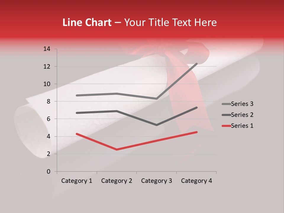 Diploma With A Red Silk Ribbon, Isolated On Black Background. PowerPoint Template