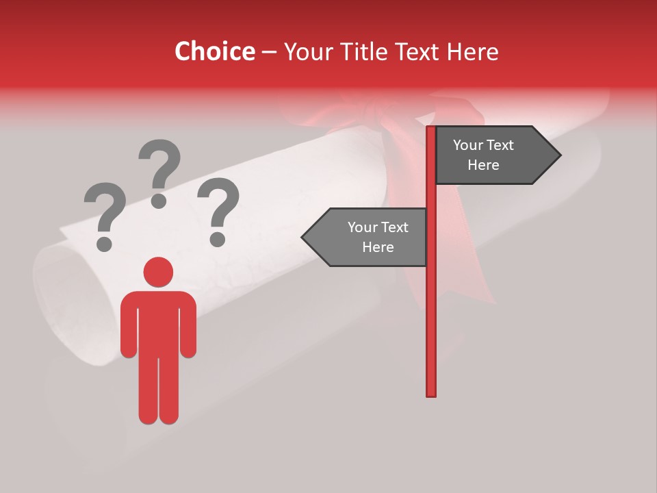 Diploma With A Red Silk Ribbon, Isolated On Black Background. PowerPoint Template