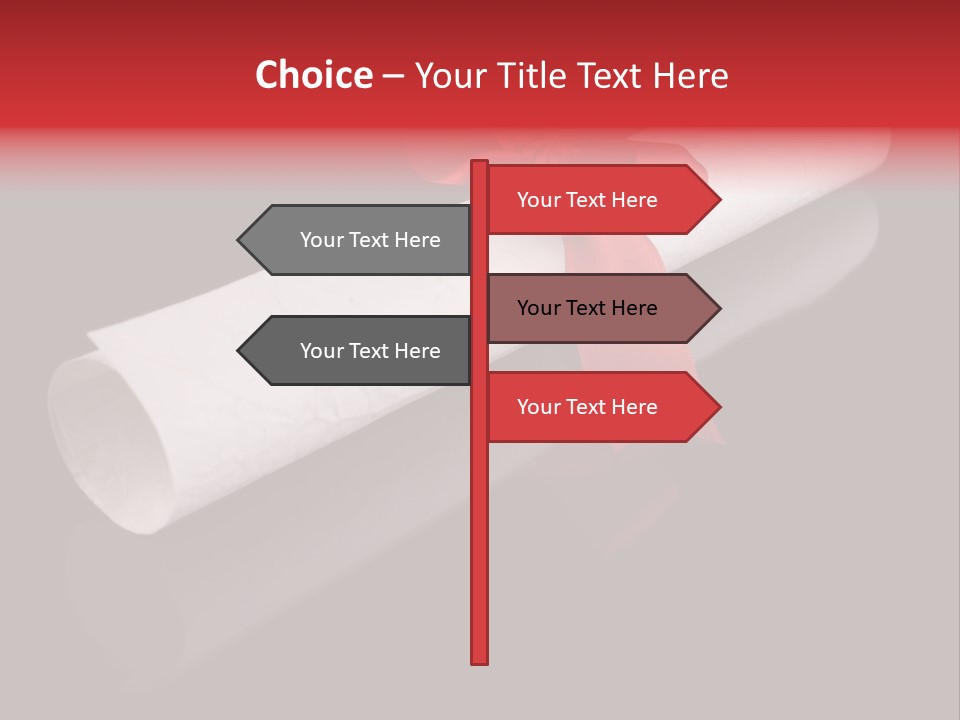 Diploma With A Red Silk Ribbon, Isolated On Black Background. PowerPoint Template