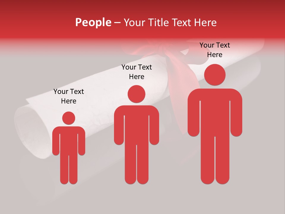 Diploma With A Red Silk Ribbon, Isolated On Black Background. PowerPoint Template