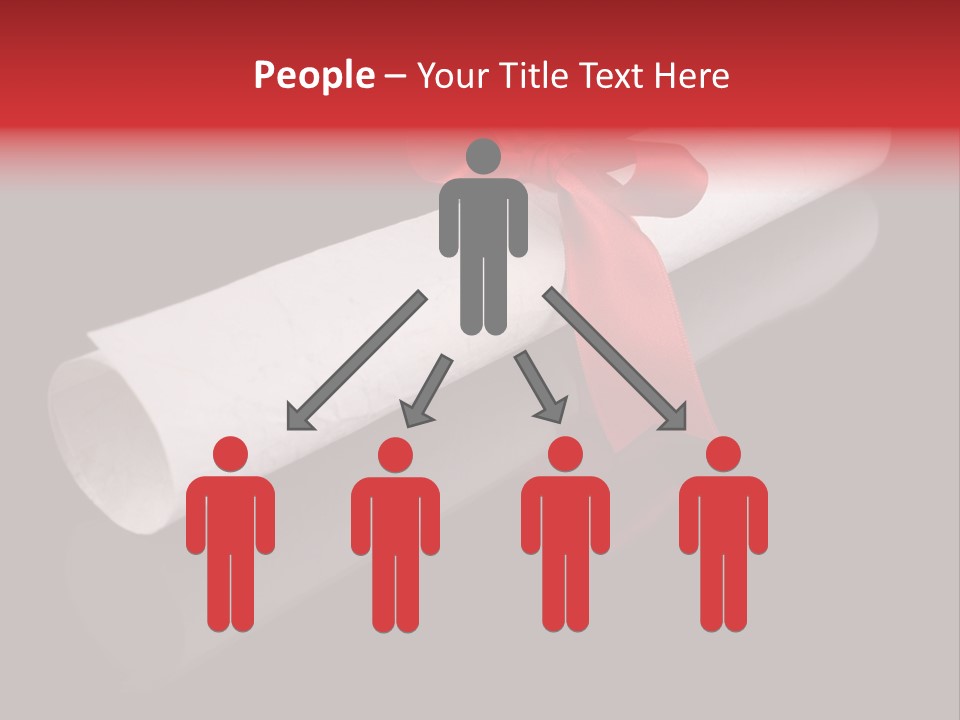 Diploma With A Red Silk Ribbon, Isolated On Black Background. PowerPoint Template