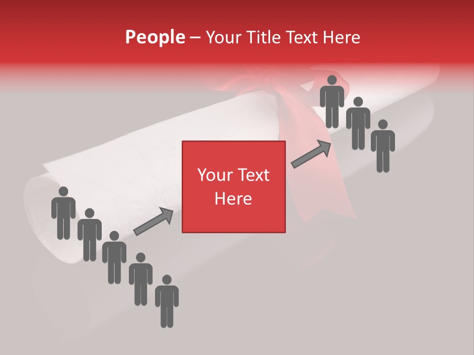 Diploma With A Red Silk Ribbon, Isolated On Black Background. PowerPoint Template