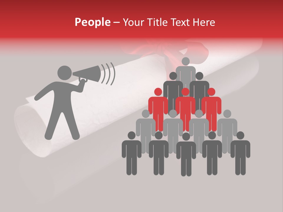 Diploma With A Red Silk Ribbon, Isolated On Black Background. PowerPoint Template