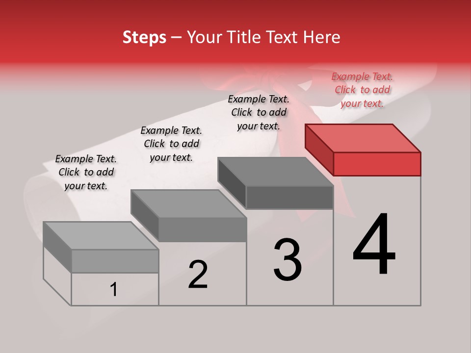 Diploma With A Red Silk Ribbon, Isolated On Black Background. PowerPoint Template