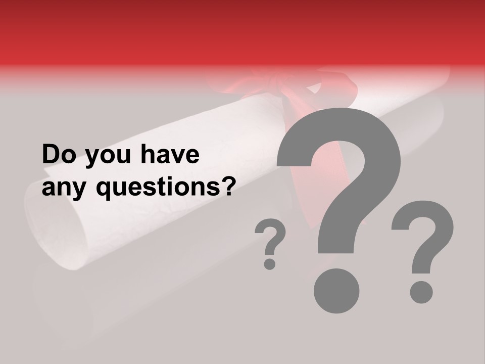 Diploma With A Red Silk Ribbon, Isolated On Black Background. PowerPoint Template