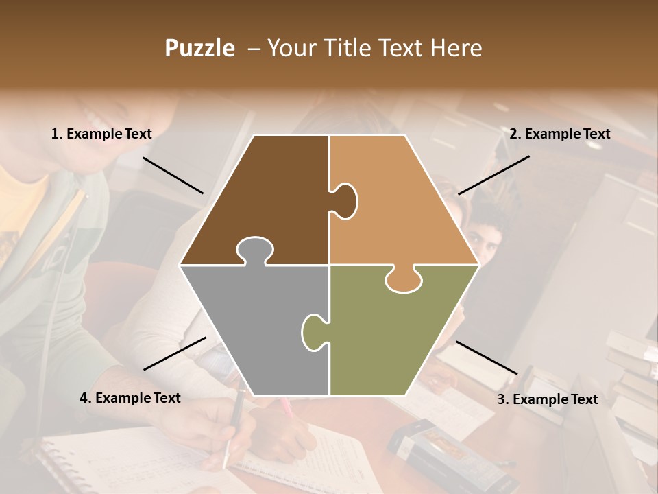 Small Group Of Students At A Library Studying PowerPoint Template