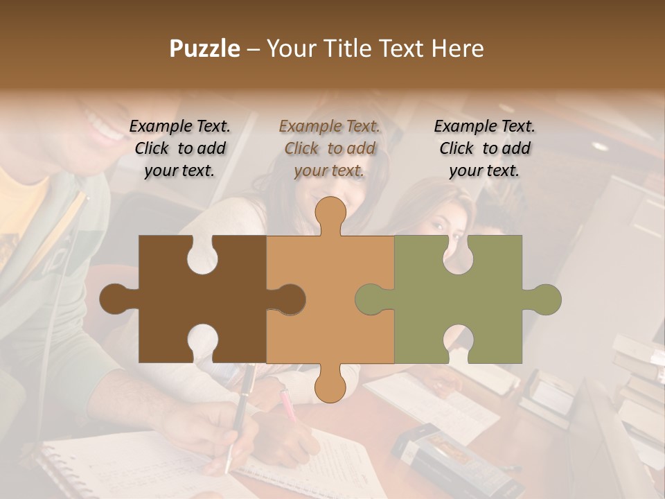 Small Group Of Students At A Library Studying PowerPoint Template