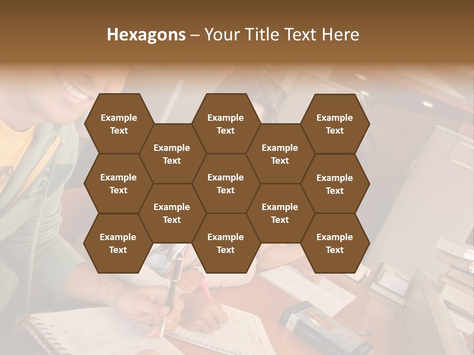 Small Group Of Students At A Library Studying PowerPoint Template