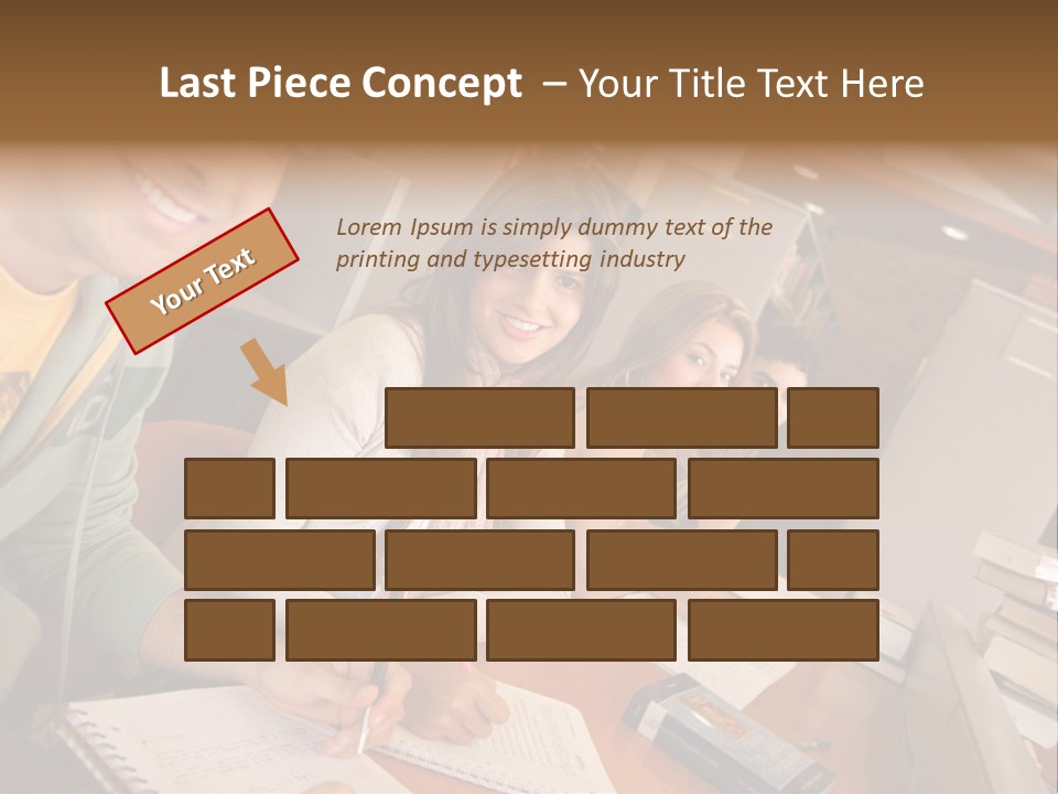 Small Group Of Students At A Library Studying PowerPoint Template