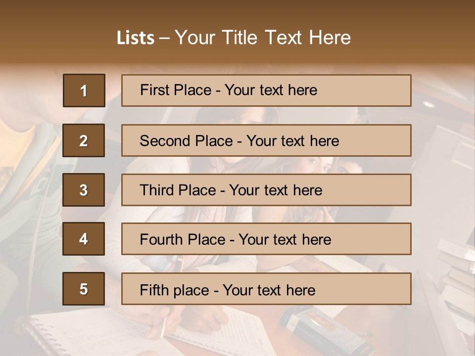 Small Group Of Students At A Library Studying PowerPoint Template