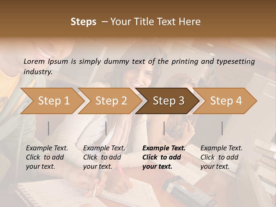 Small Group Of Students At A Library Studying PowerPoint Template
