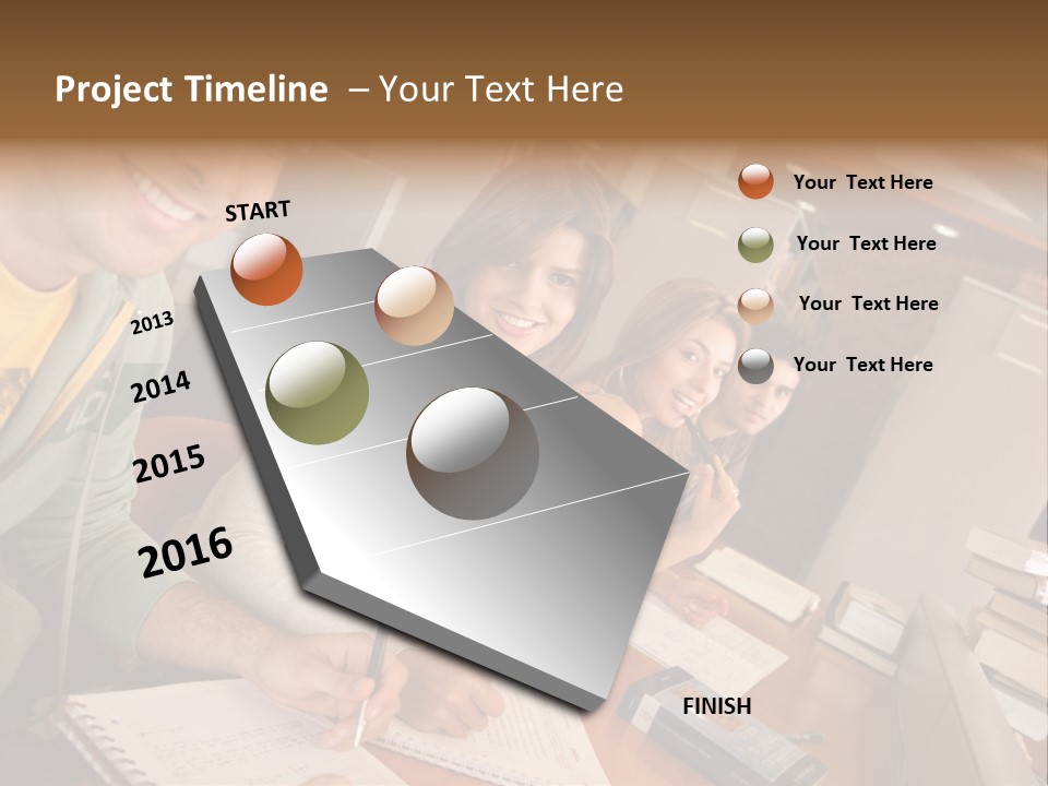 Small Group Of Students At A Library Studying PowerPoint Template