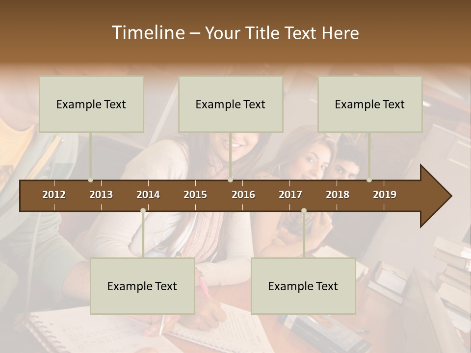 Small Group Of Students At A Library Studying PowerPoint Template