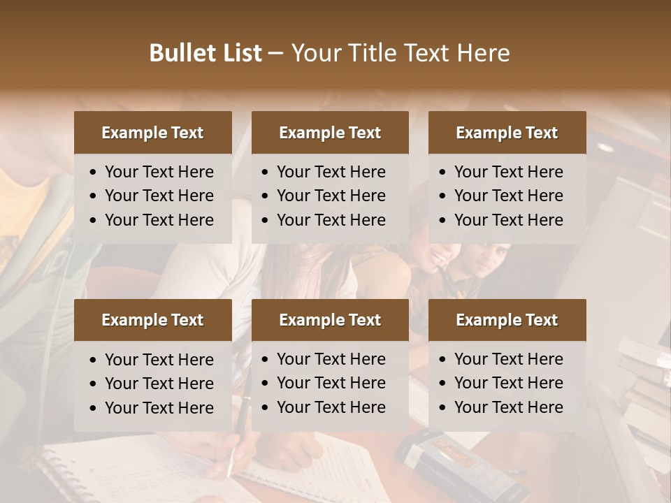 Small Group Of Students At A Library Studying PowerPoint Template