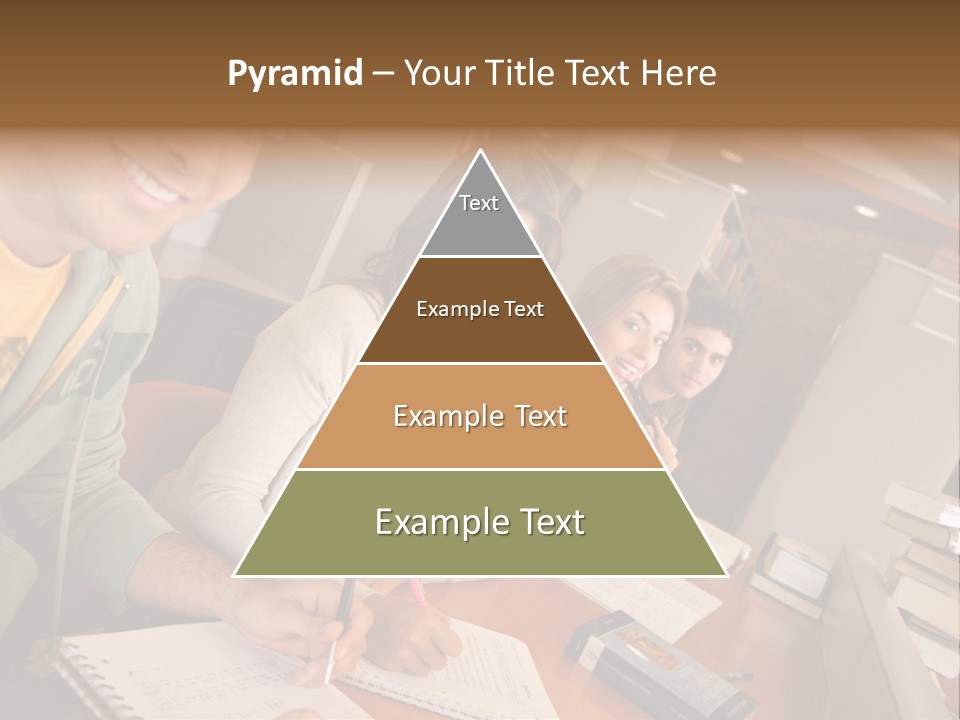 Small Group Of Students At A Library Studying PowerPoint Template
