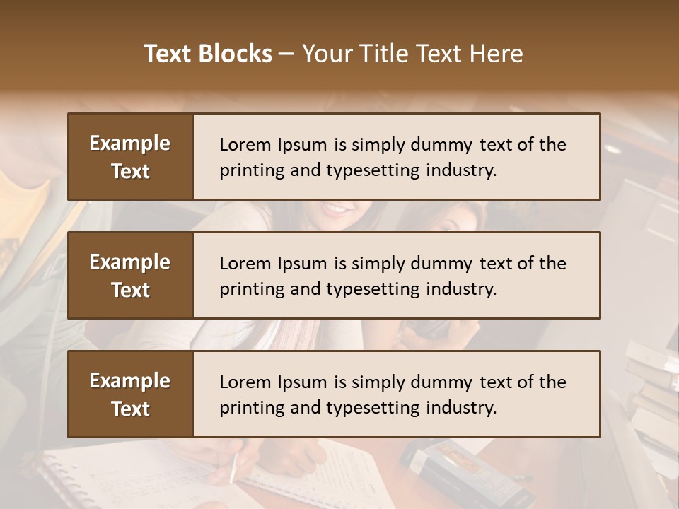 Small Group Of Students At A Library Studying PowerPoint Template