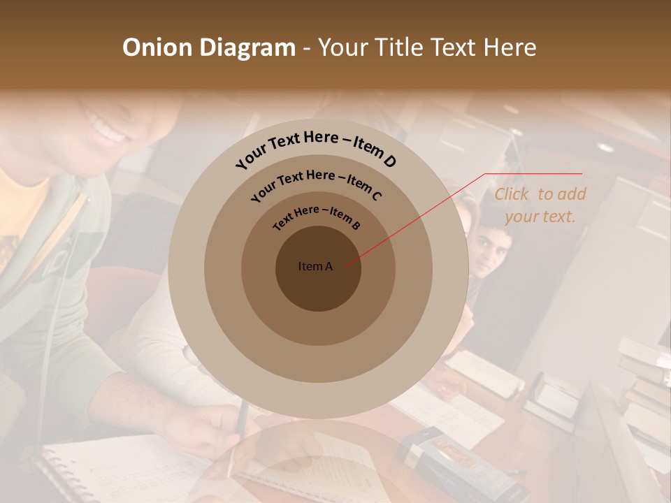 Small Group Of Students At A Library Studying PowerPoint Template