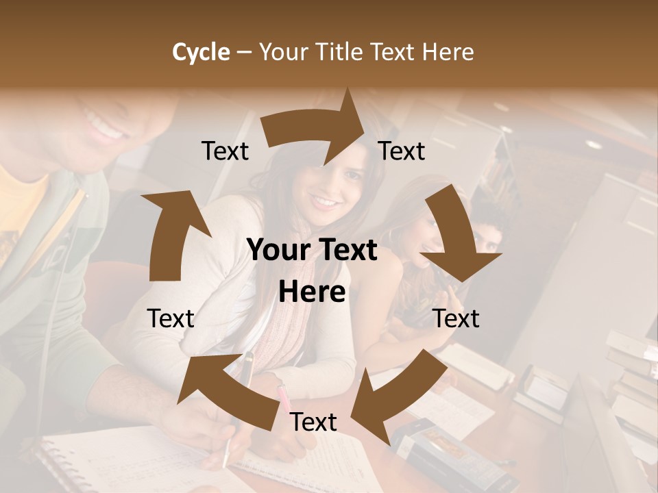 Small Group Of Students At A Library Studying PowerPoint Template