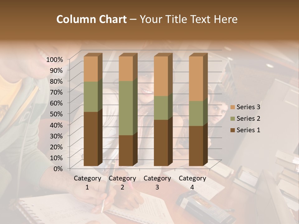 Small Group Of Students At A Library Studying PowerPoint Template