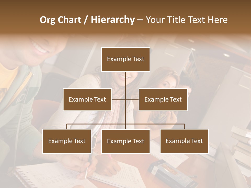 Small Group Of Students At A Library Studying PowerPoint Template