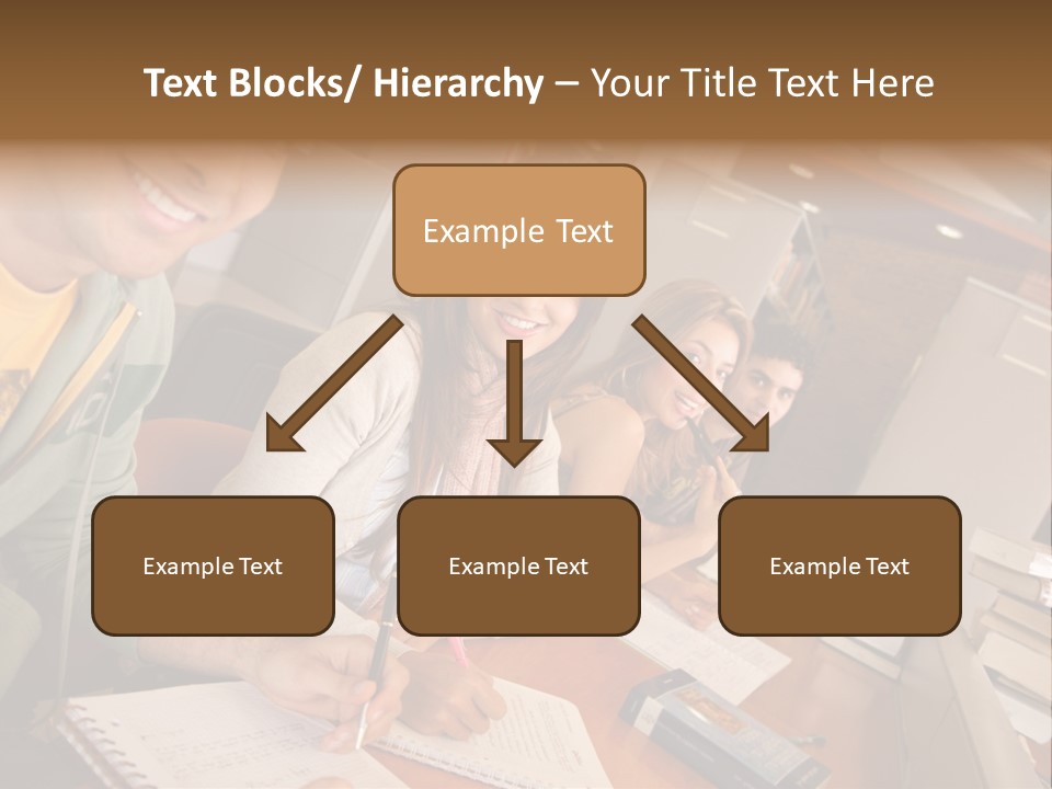 Small Group Of Students At A Library Studying PowerPoint Template