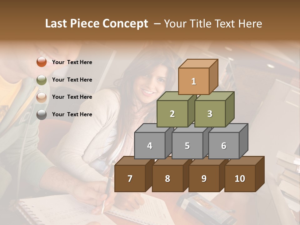 Small Group Of Students At A Library Studying PowerPoint Template