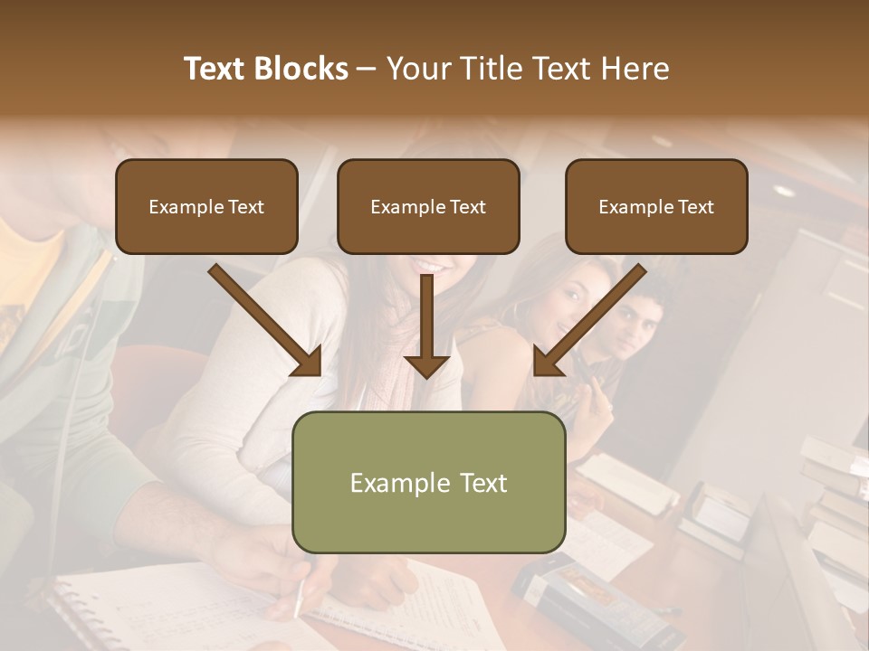 Small Group Of Students At A Library Studying PowerPoint Template