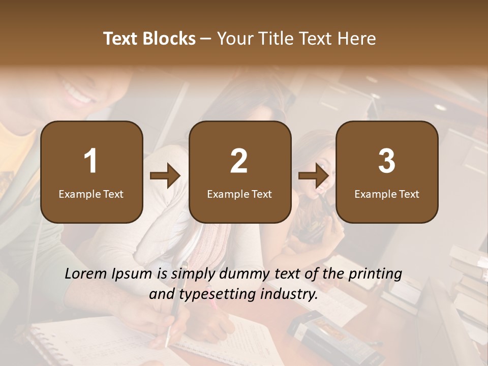 Small Group Of Students At A Library Studying PowerPoint Template