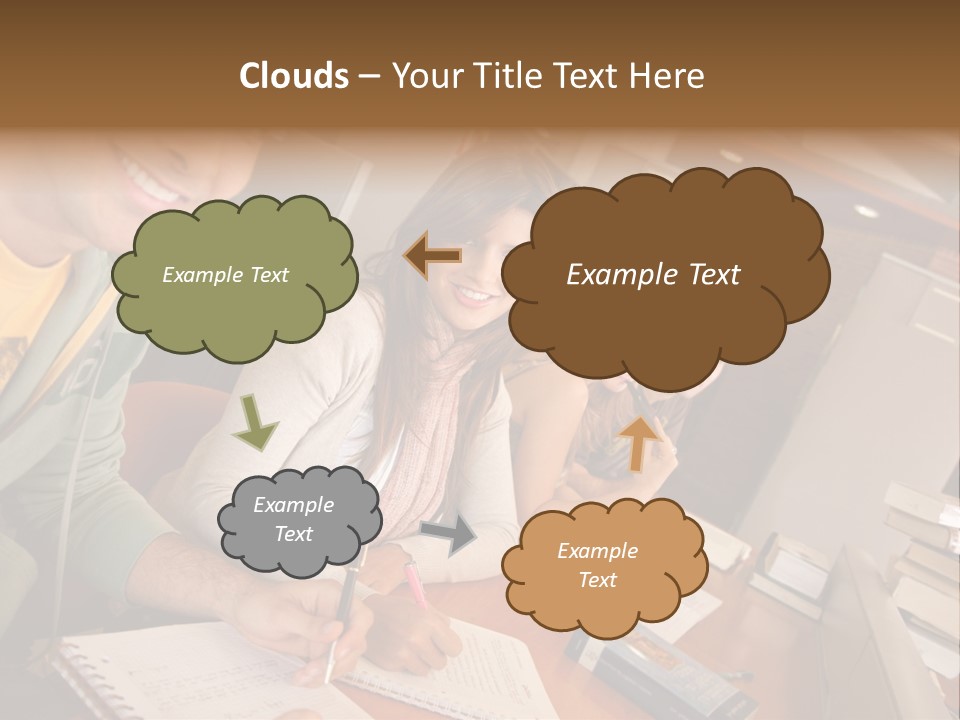 Small Group Of Students At A Library Studying PowerPoint Template