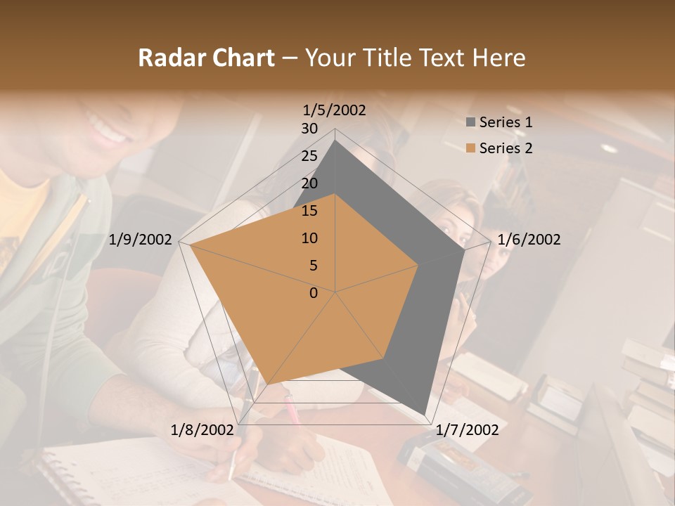 Small Group Of Students At A Library Studying PowerPoint Template