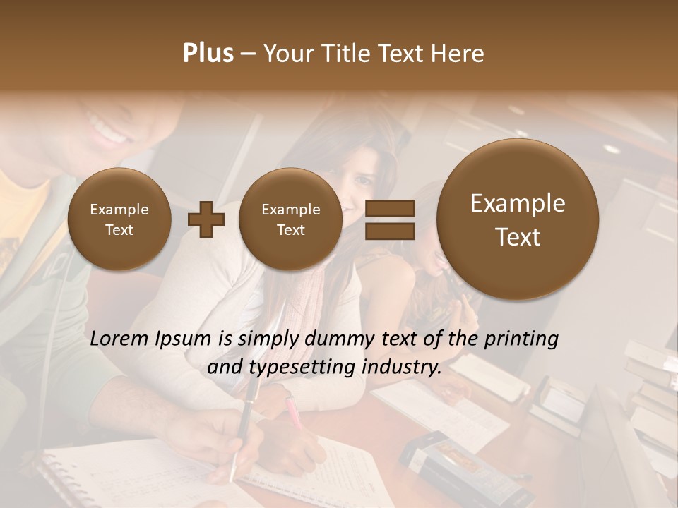 Small Group Of Students At A Library Studying PowerPoint Template