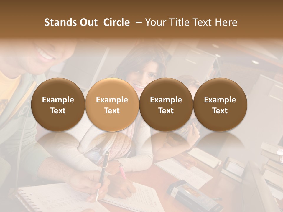 Small Group Of Students At A Library Studying PowerPoint Template