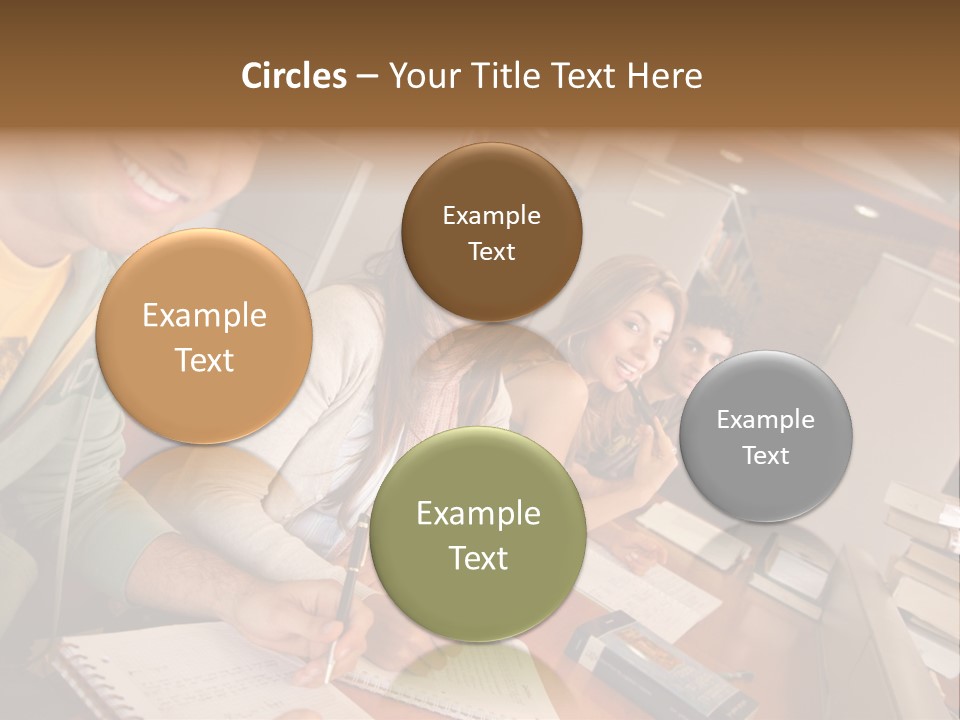 Small Group Of Students At A Library Studying PowerPoint Template