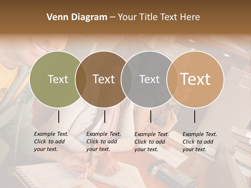Small Group Of Students At A Library Studying PowerPoint Template
