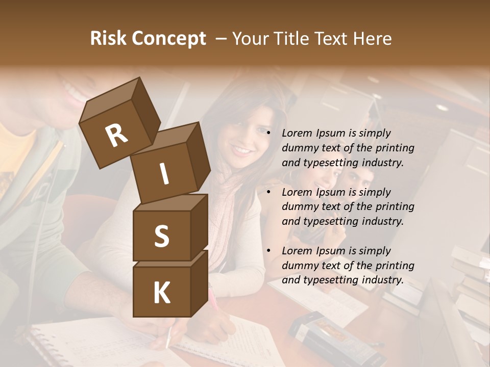 Small Group Of Students At A Library Studying PowerPoint Template