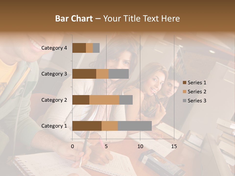 Small Group Of Students At A Library Studying PowerPoint Template
