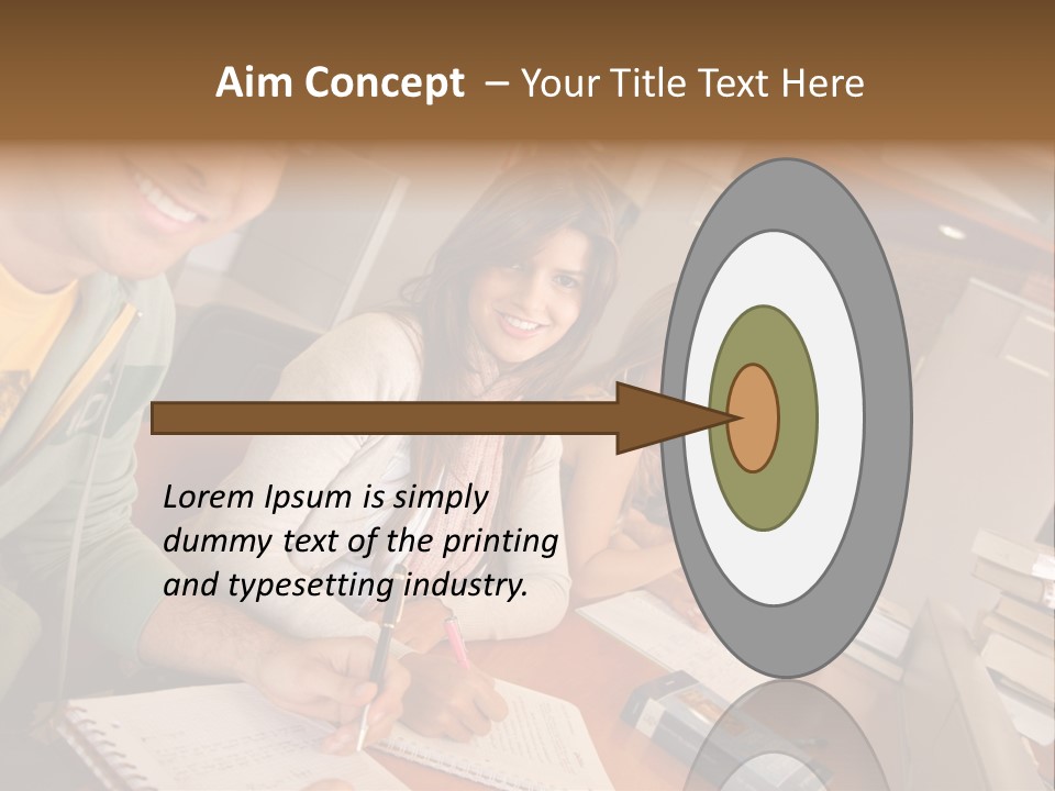 Small Group Of Students At A Library Studying PowerPoint Template