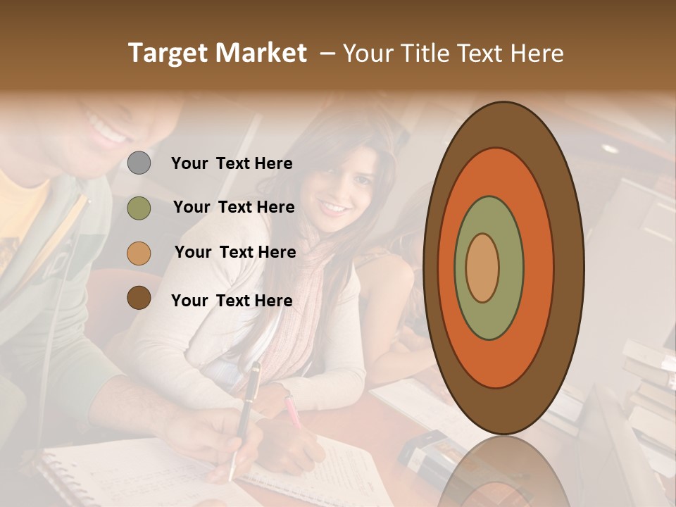 Small Group Of Students At A Library Studying PowerPoint Template