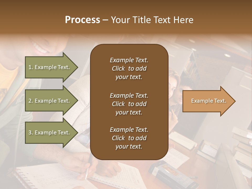 Small Group Of Students At A Library Studying PowerPoint Template