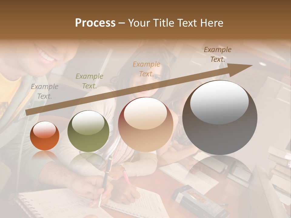 Small Group Of Students At A Library Studying PowerPoint Template