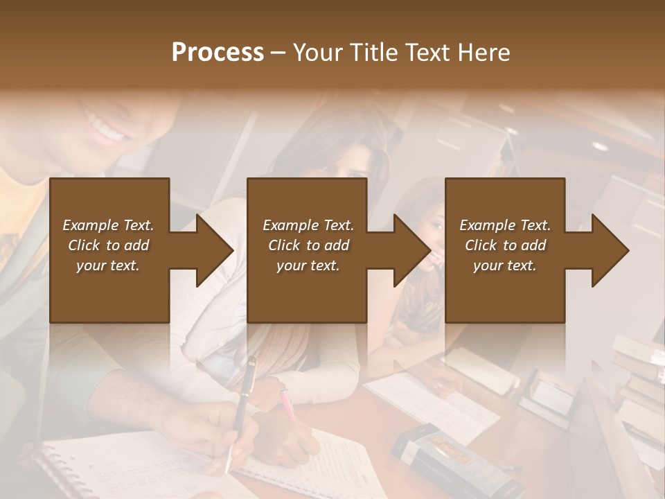 Small Group Of Students At A Library Studying PowerPoint Template
