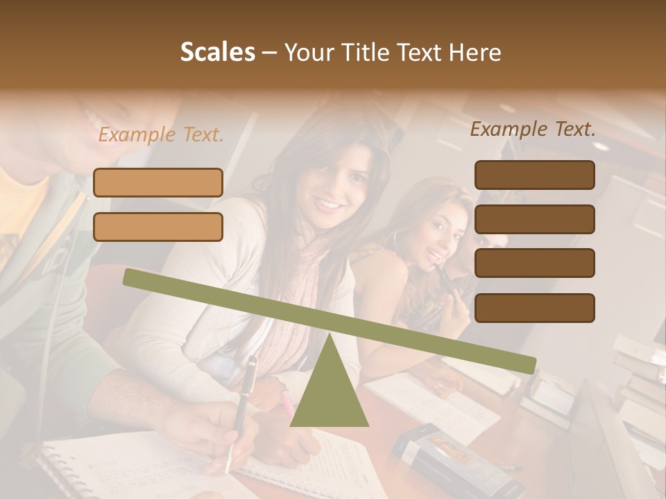 Small Group Of Students At A Library Studying PowerPoint Template