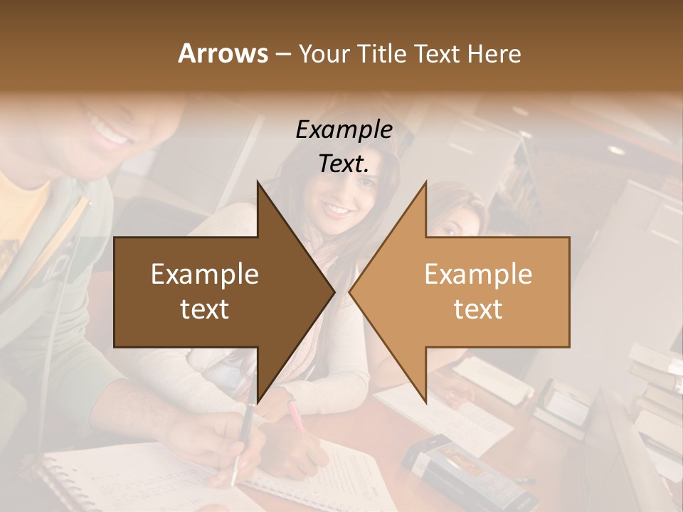Small Group Of Students At A Library Studying PowerPoint Template