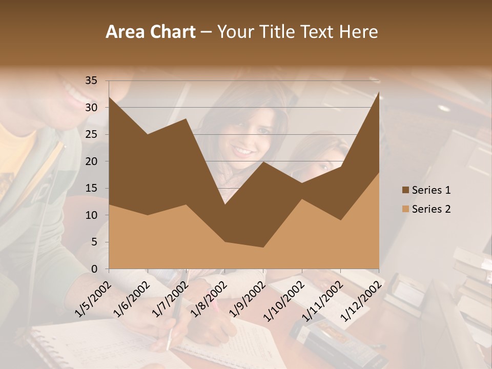 Small Group Of Students At A Library Studying PowerPoint Template