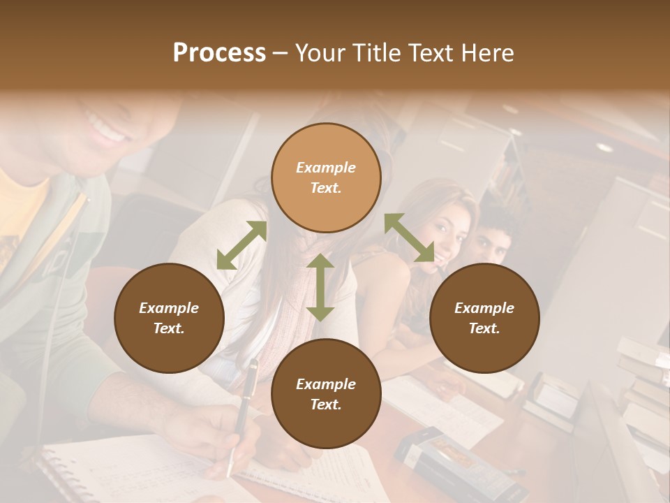 Small Group Of Students At A Library Studying PowerPoint Template