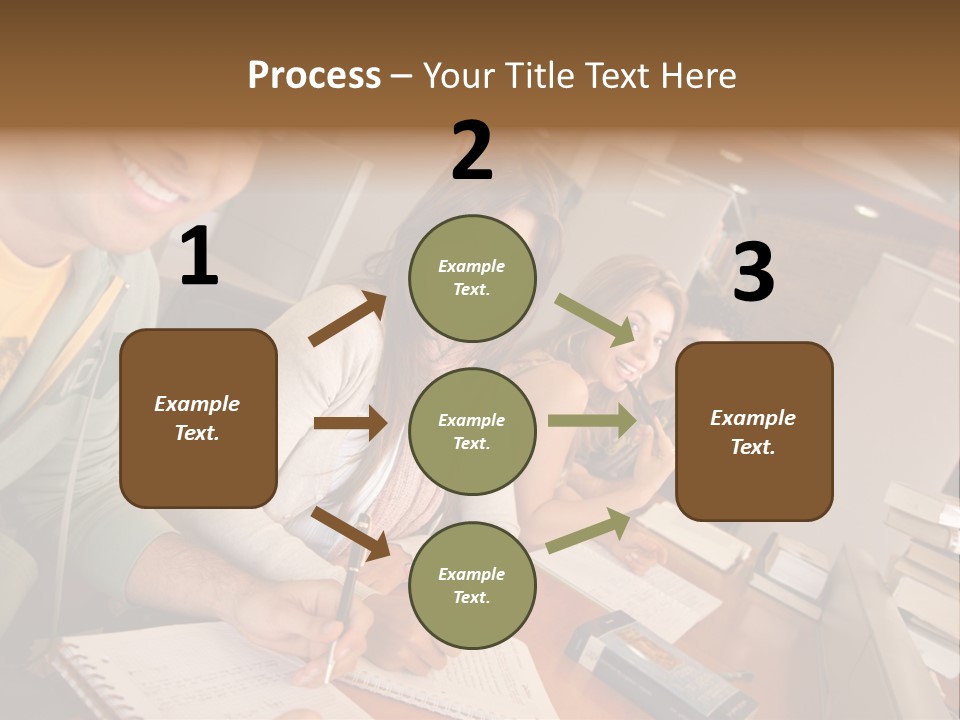 Small Group Of Students At A Library Studying PowerPoint Template