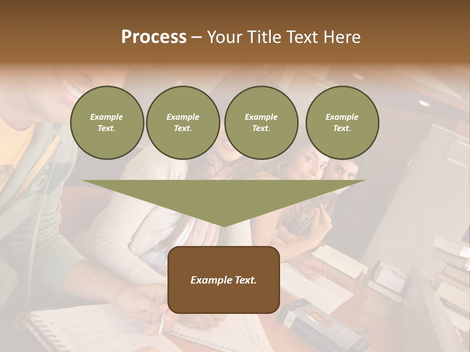 Small Group Of Students At A Library Studying PowerPoint Template