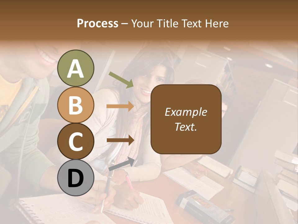 Small Group Of Students At A Library Studying PowerPoint Template