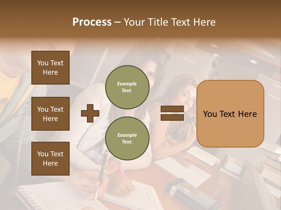 Small Group Of Students At A Library Studying PowerPoint Template