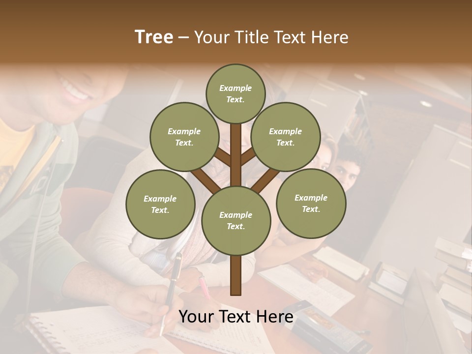 Small Group Of Students At A Library Studying PowerPoint Template